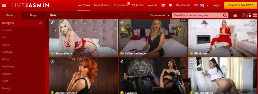 LiveJasmin Page principale avec Cam Girls
