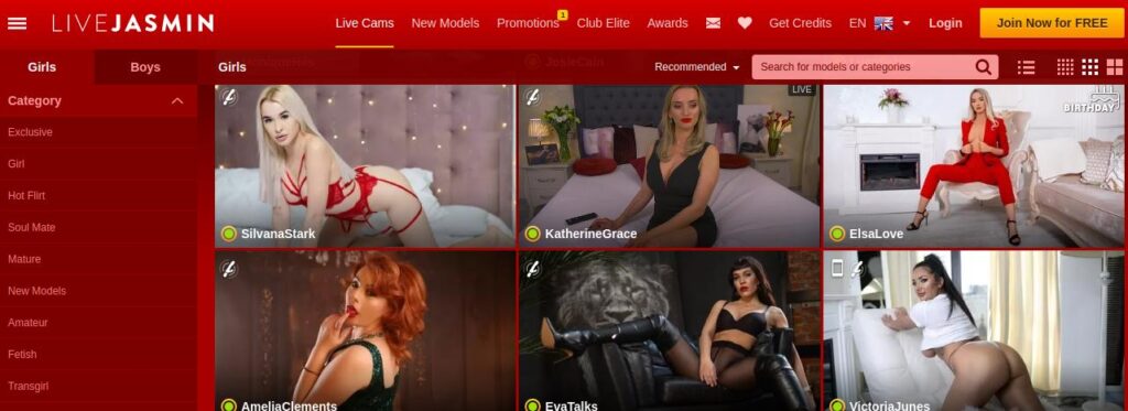 LiveJasmin Page principale avec Cam Girls
